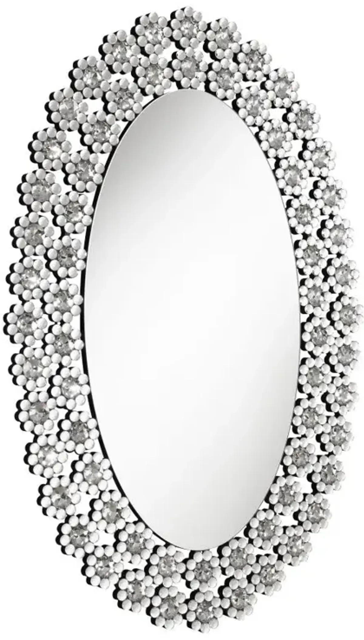 Colleen Oval Wall Mirror with Faux Crystal Blossoms