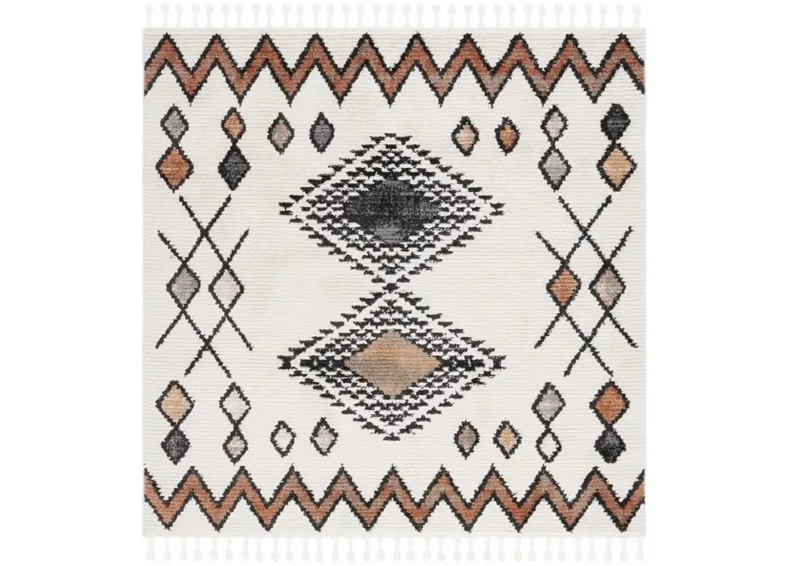 MOROCCAN TASSEL Square Power Loomed 6'-7" x 6'-7"Square Rug