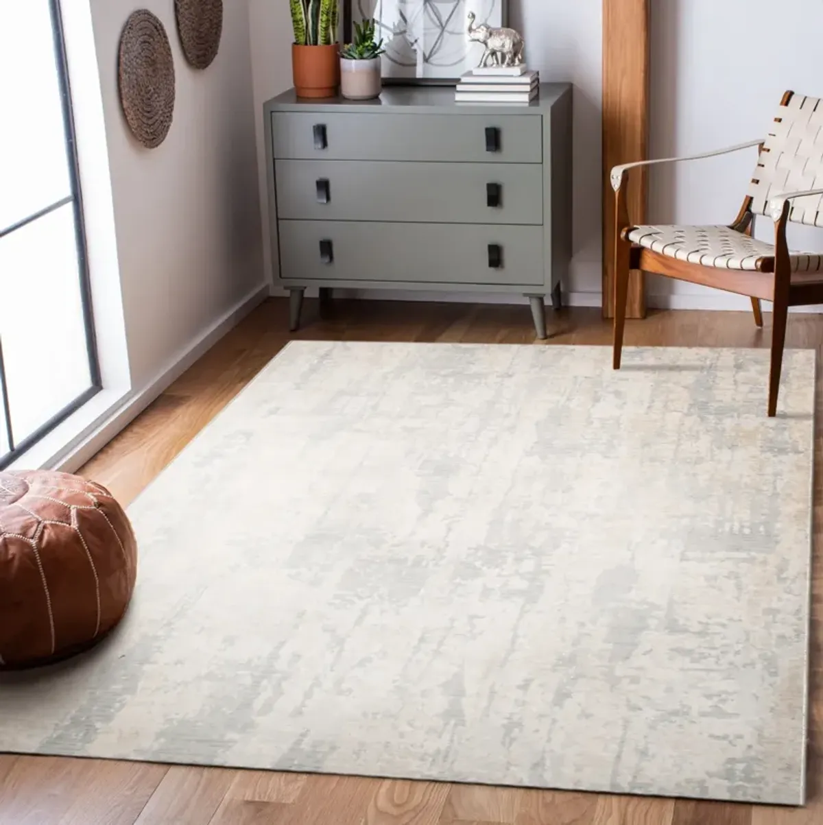 ARIELLA Cream/Grey Rectangle 2'6" x 10 ft Rug