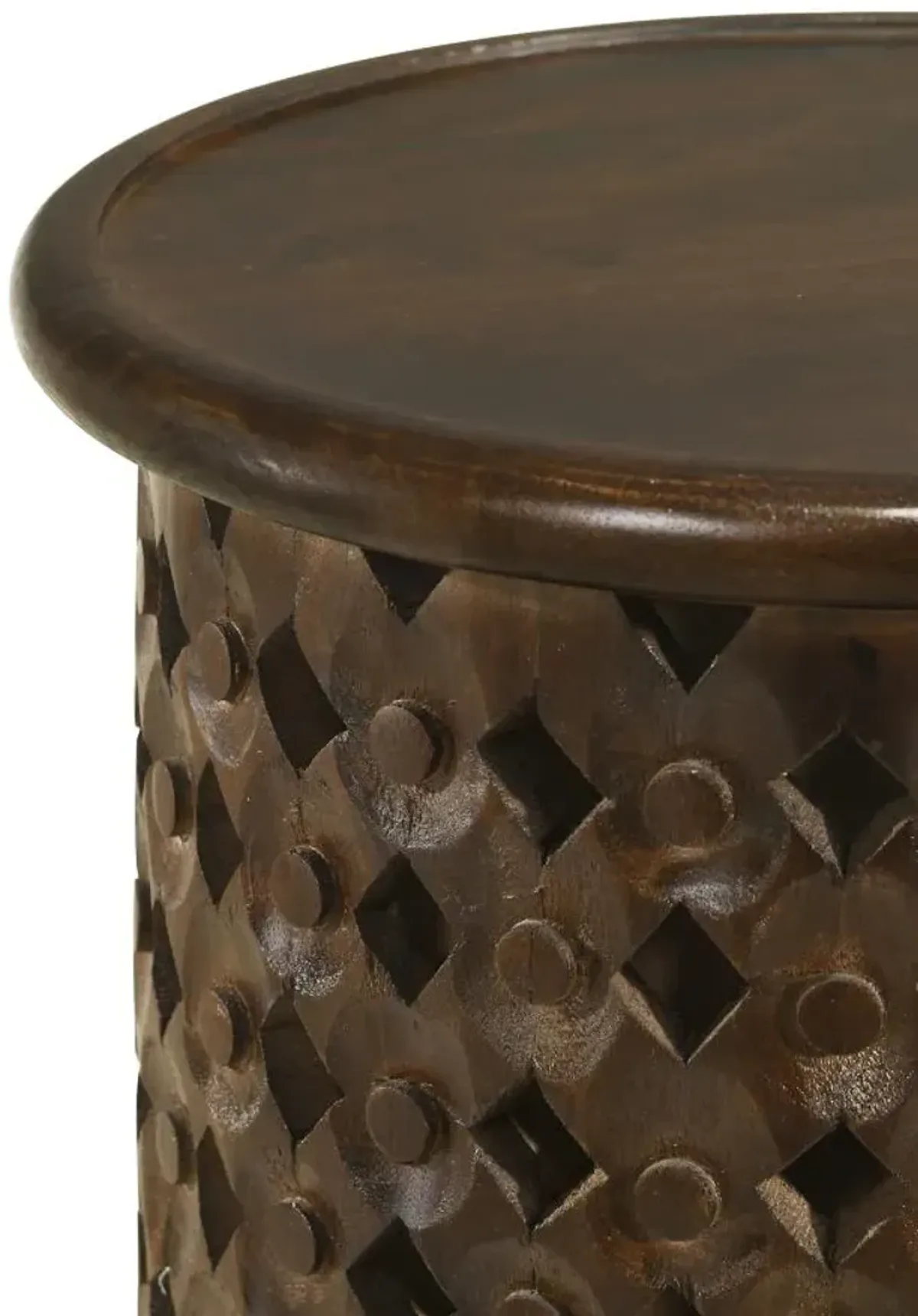 Krish 24-inch Round Accent Table Dark Brown