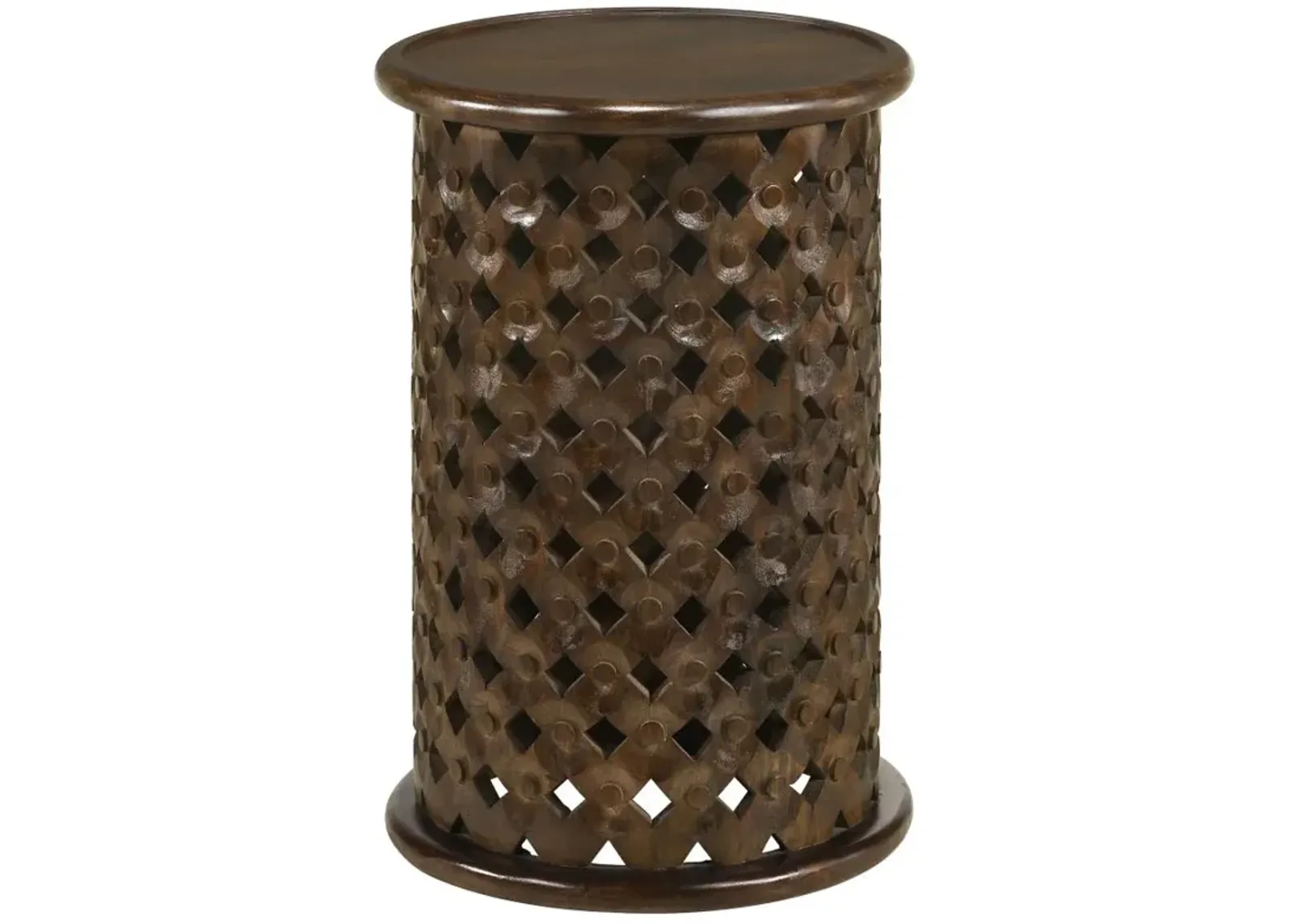 Krish 24-inch Round Accent Table Dark Brown