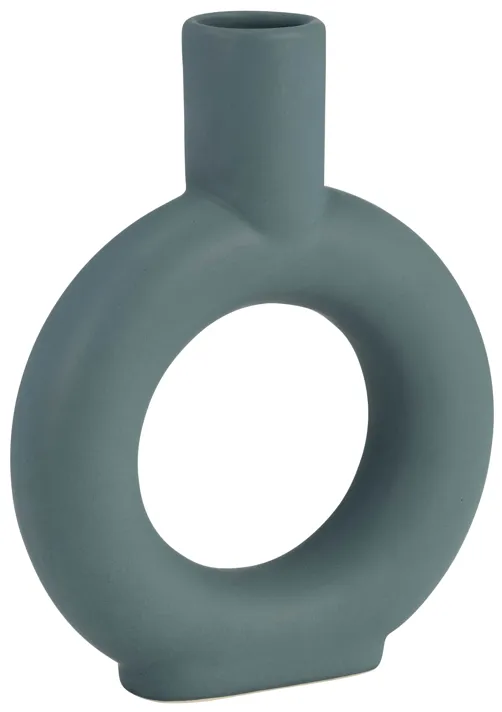 Cer, 9" Round Cut-out Vase, Deep Teal