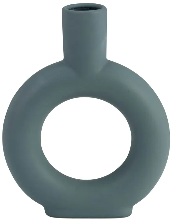 Cer, 9" Round Cut-out Vase, Deep Teal