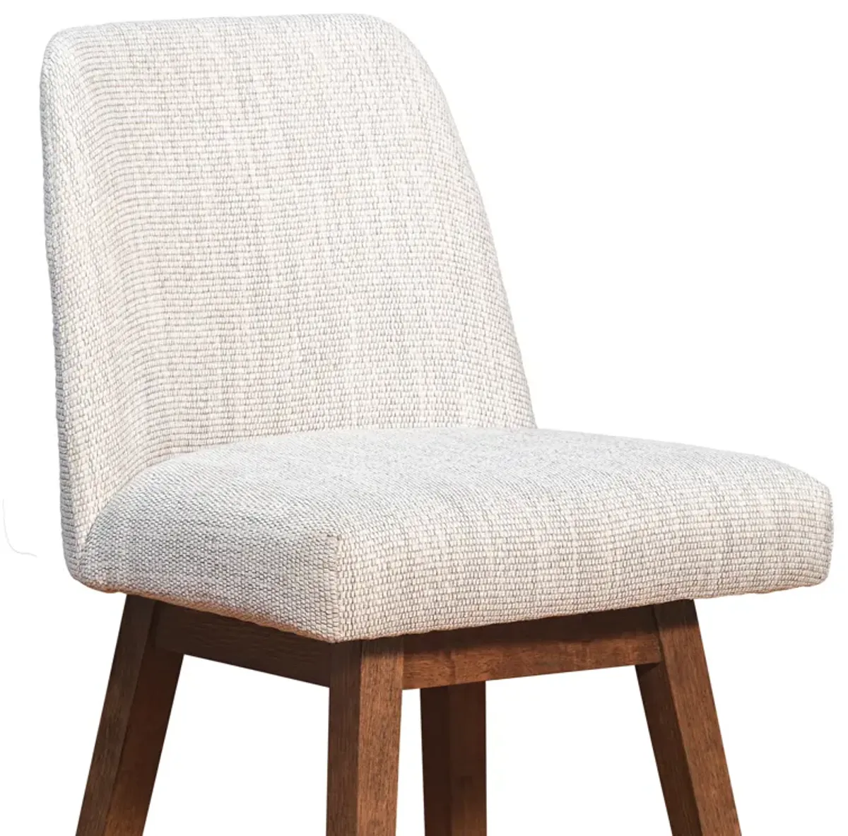 Amalie Swivel Bar Stool in Brown Oak Wood Finish with Beige Fabric