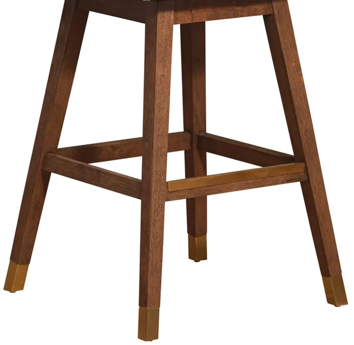 Amalie Swivel Bar Stool in Brown Oak Wood Finish with Beige Fabric