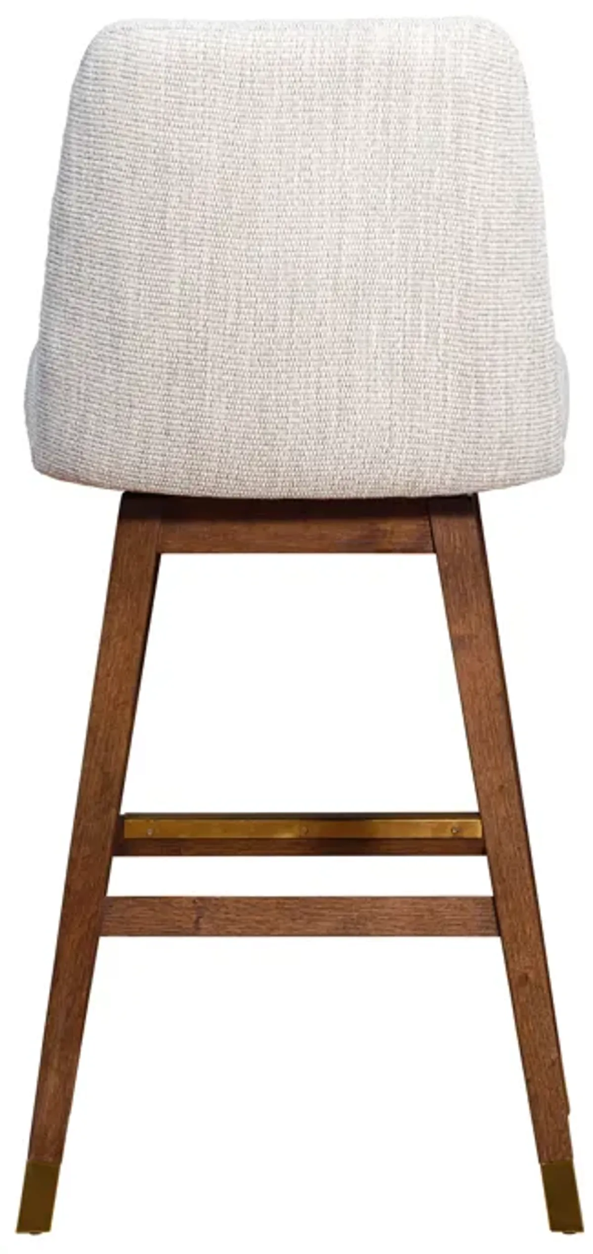 Amalie Swivel Bar Stool in Brown Oak Wood Finish with Beige Fabric