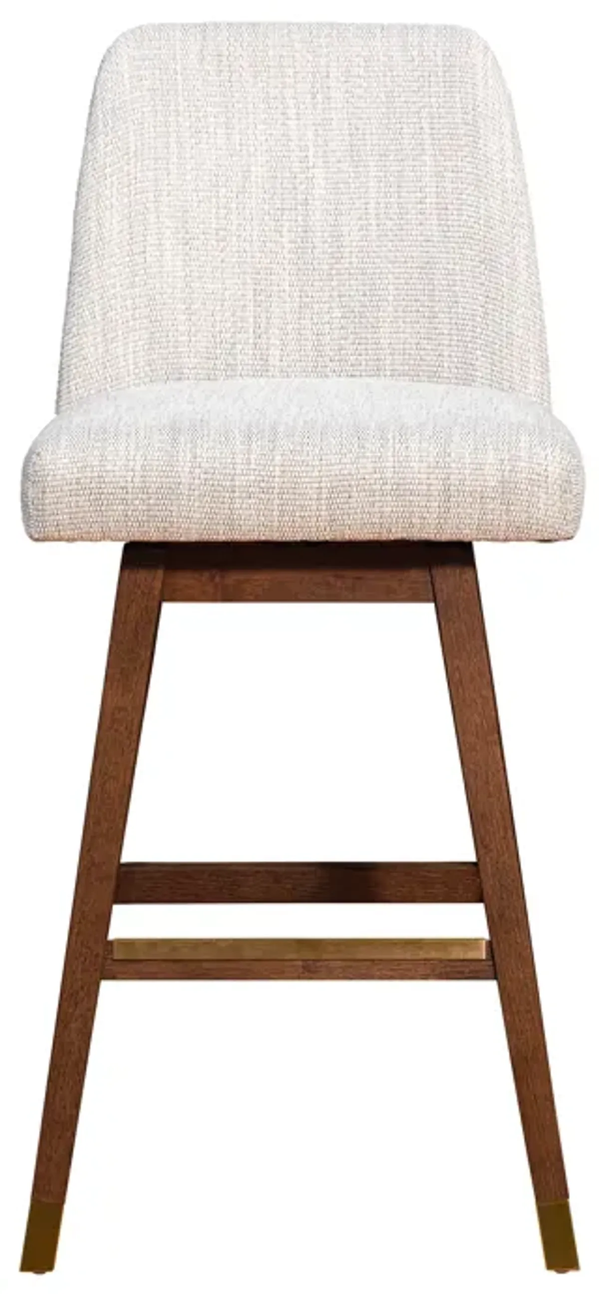 Amalie Swivel Bar Stool in Brown Oak Wood Finish with Beige Fabric