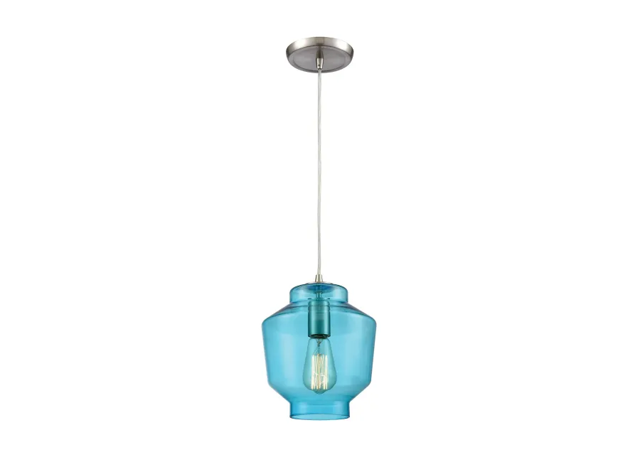 Barrel 8" Wide 1-Light Mini Pendant - Satin Nickel