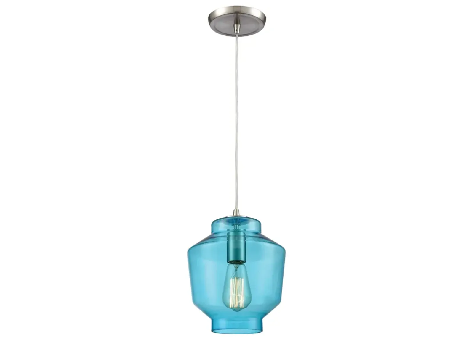 Barrel 8" Wide 1-Light Mini Pendant - Satin Nickel