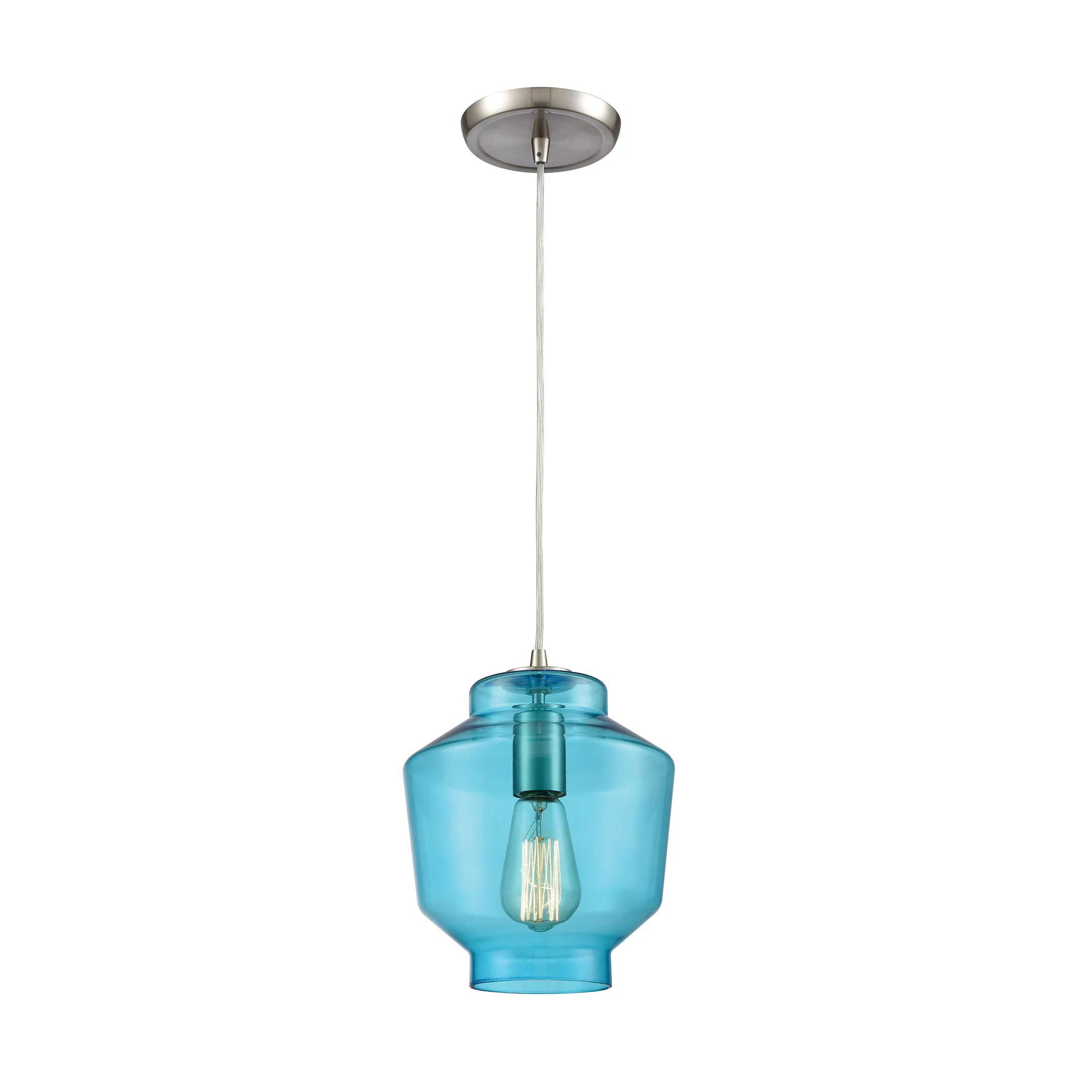 Barrel 8" Wide 1-Light Mini Pendant - Satin Nickel