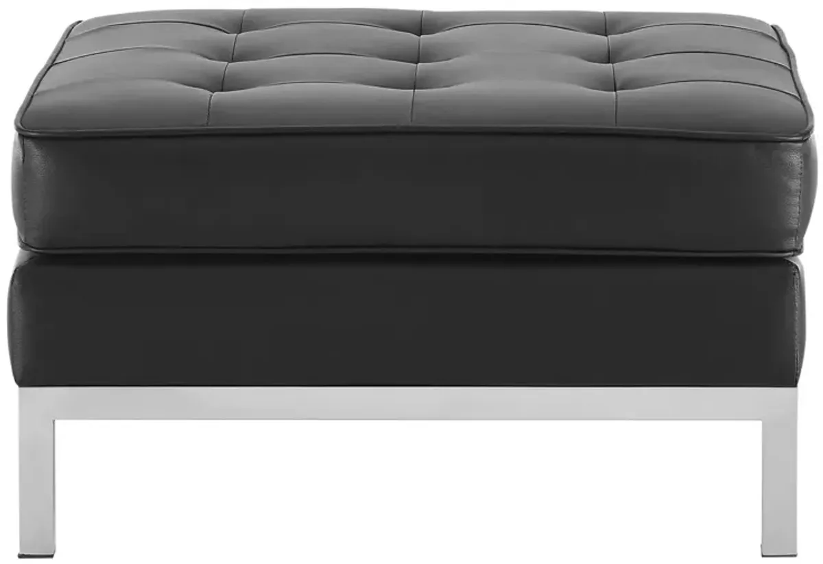 Loft Tufted Upholstered Faux Leather Ottoman