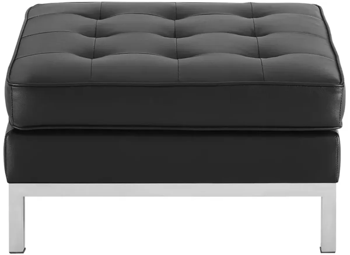 Loft Tufted Upholstered Faux Leather Ottoman