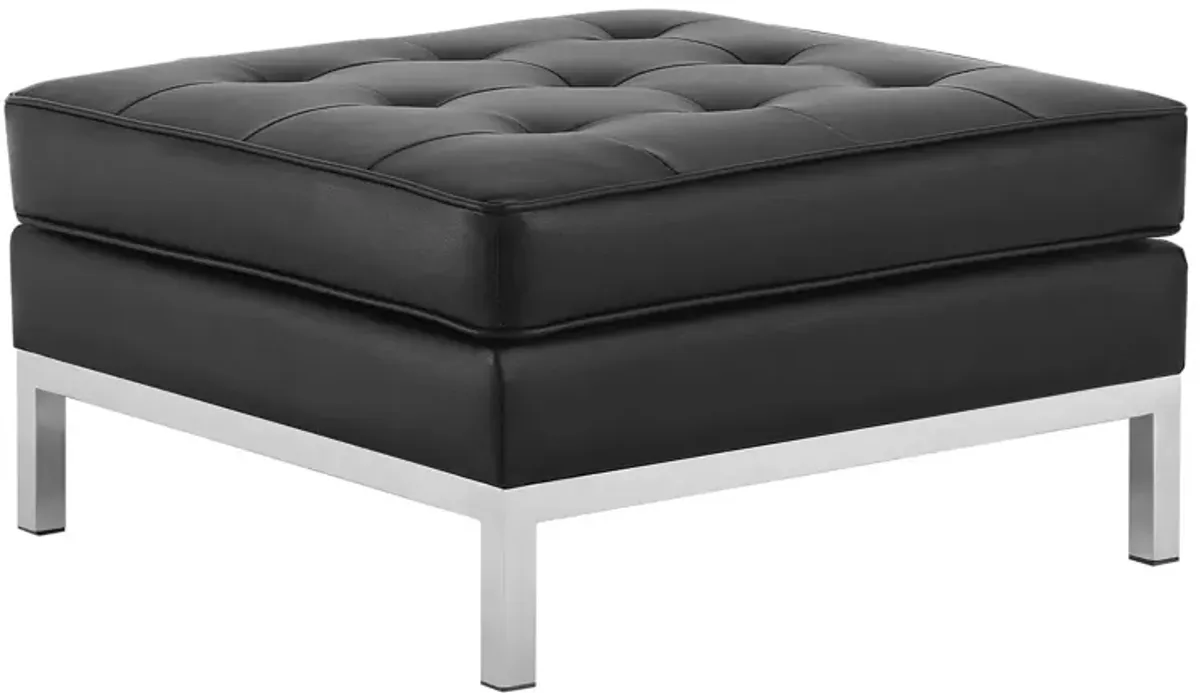 Loft Tufted Upholstered Faux Leather Ottoman