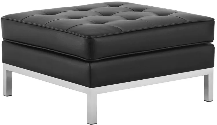 Loft Tufted Upholstered Faux Leather Ottoman