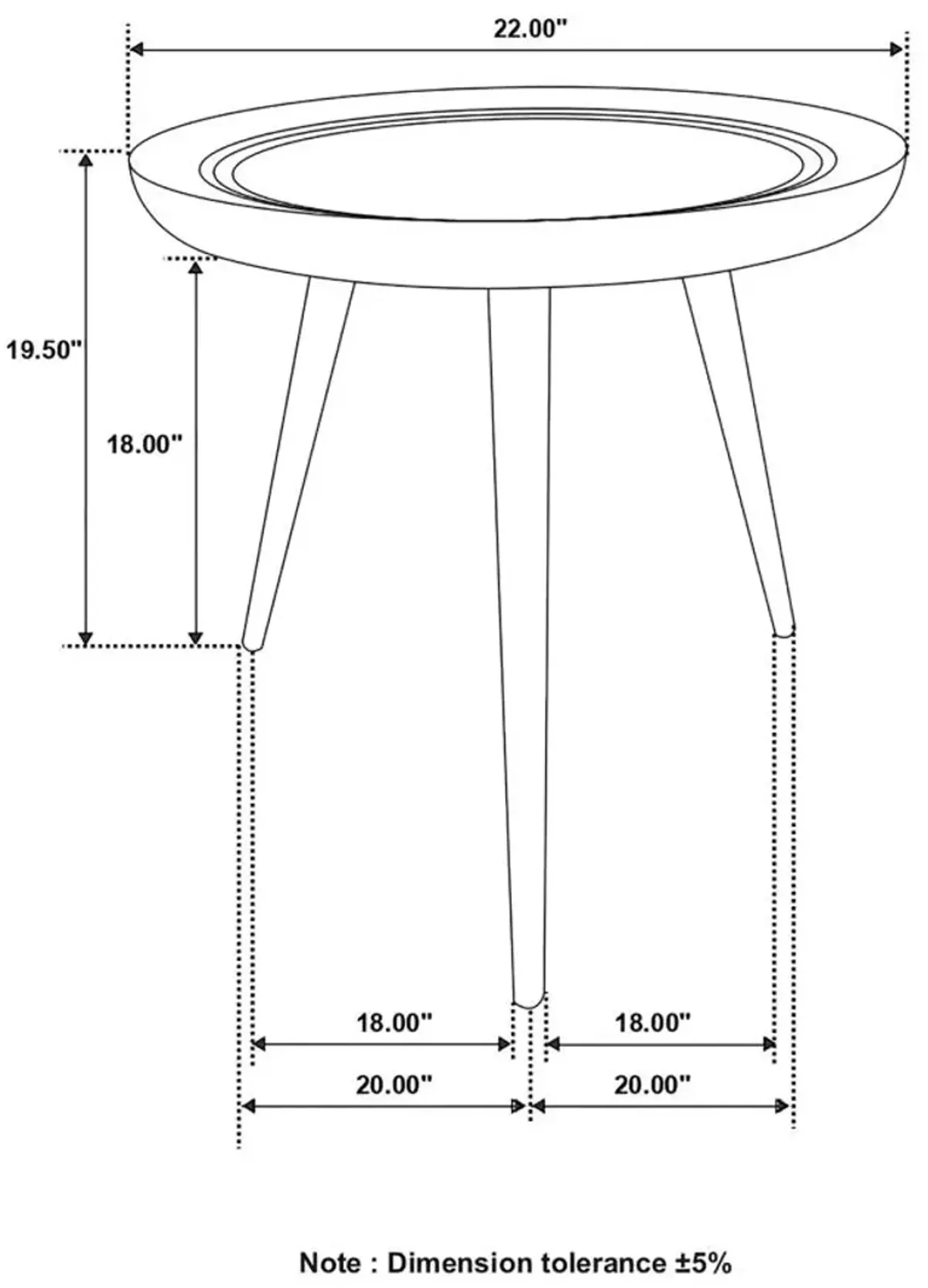 Zoe Round End Table with Trio Legs