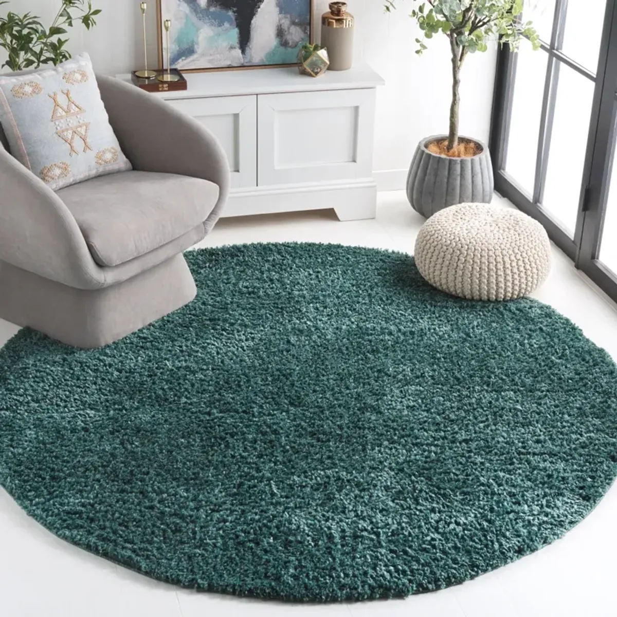 AUGUST SHAG 900 GREEN 6'-7' X 6'-7' Round Round Rug