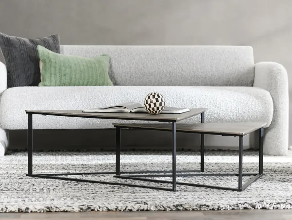 Burton Industrial Metal Nesting Coffee Table in Black