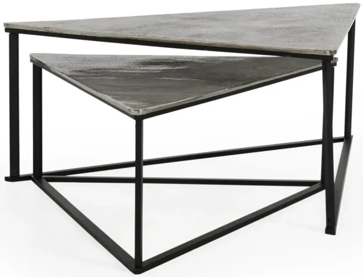 Burton Industrial Metal Nesting Coffee Table in Black