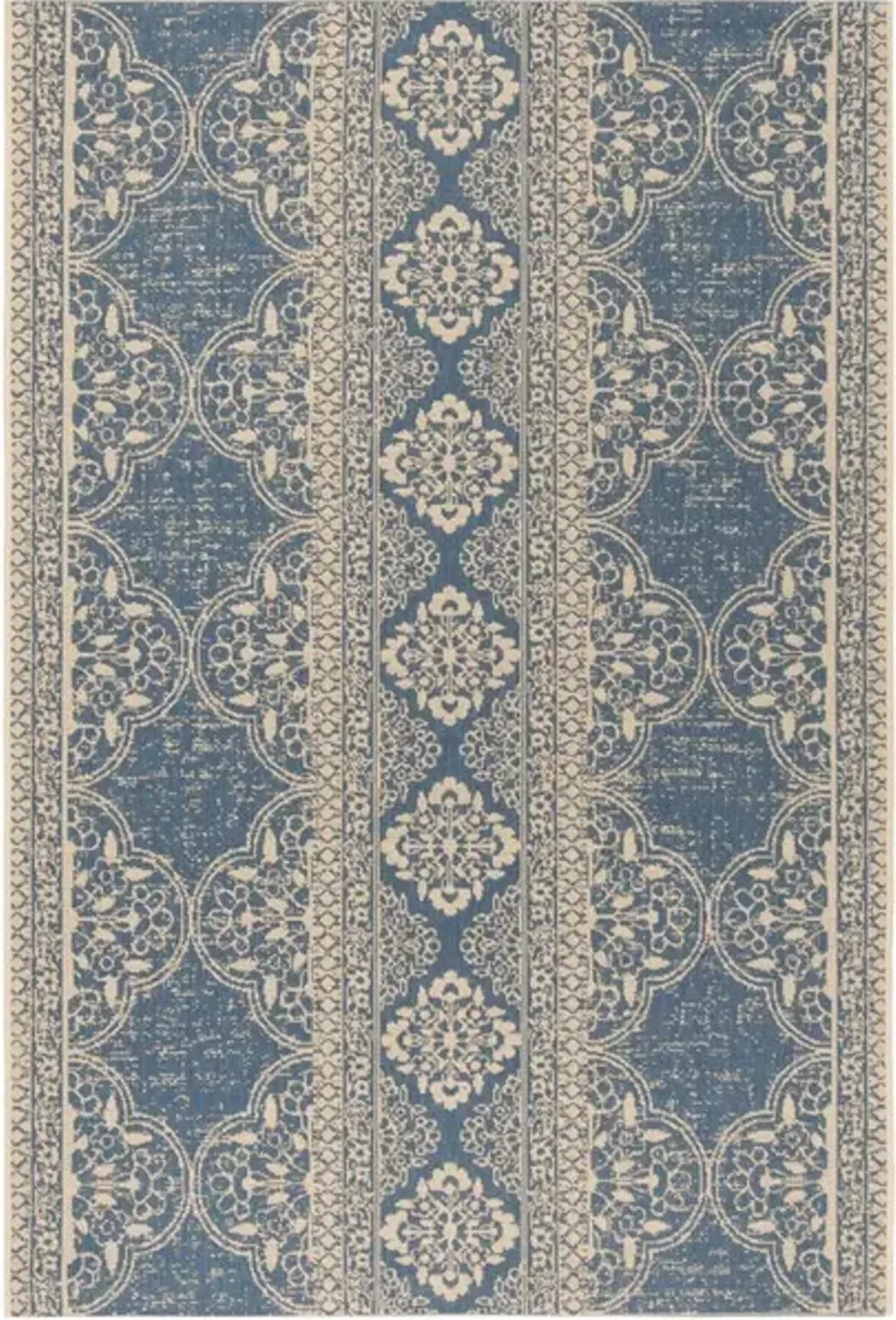 LINDEN 174 Collection LND174N-5 Cream / Blue 5'-3" X 7'-6"