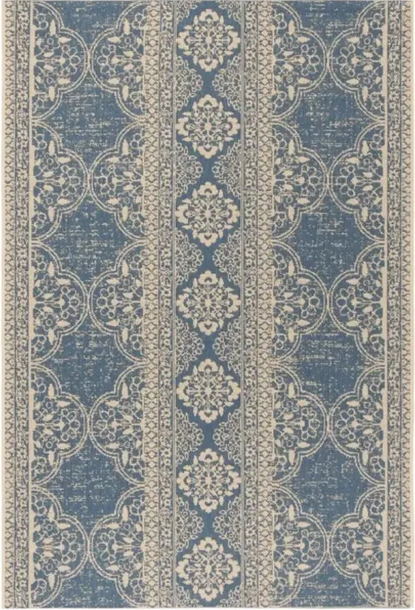 LINDEN 174 Collection LND174N-5 Cream / Blue 5'-3" X 7'-6"