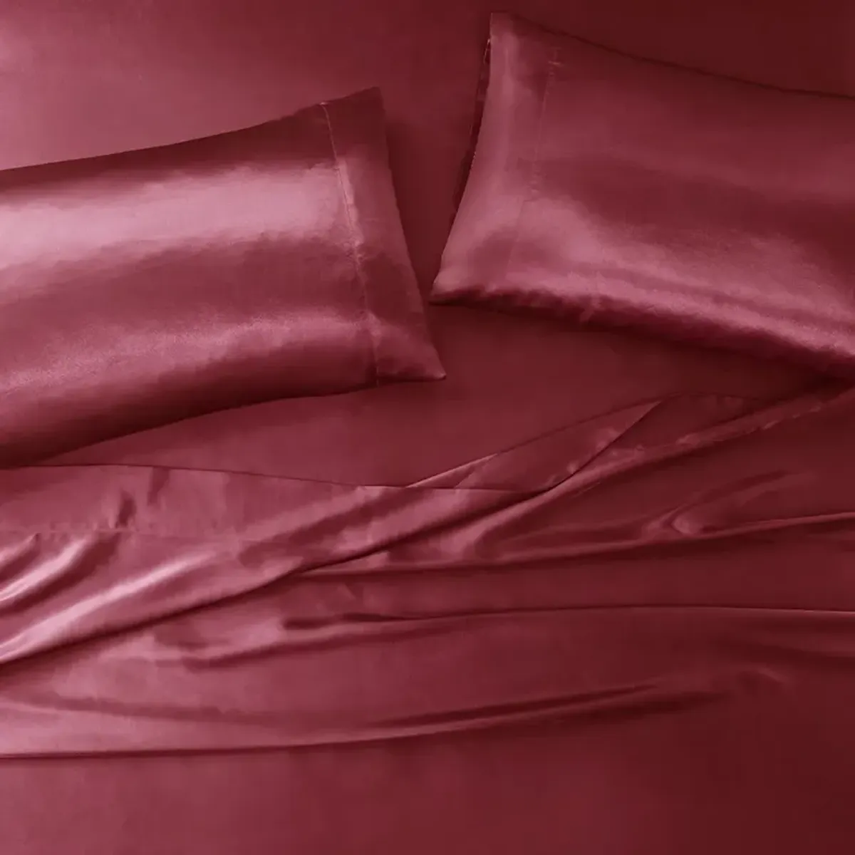 Madison Park Essentials Satin Red Luxury 2 PC Pillowcases