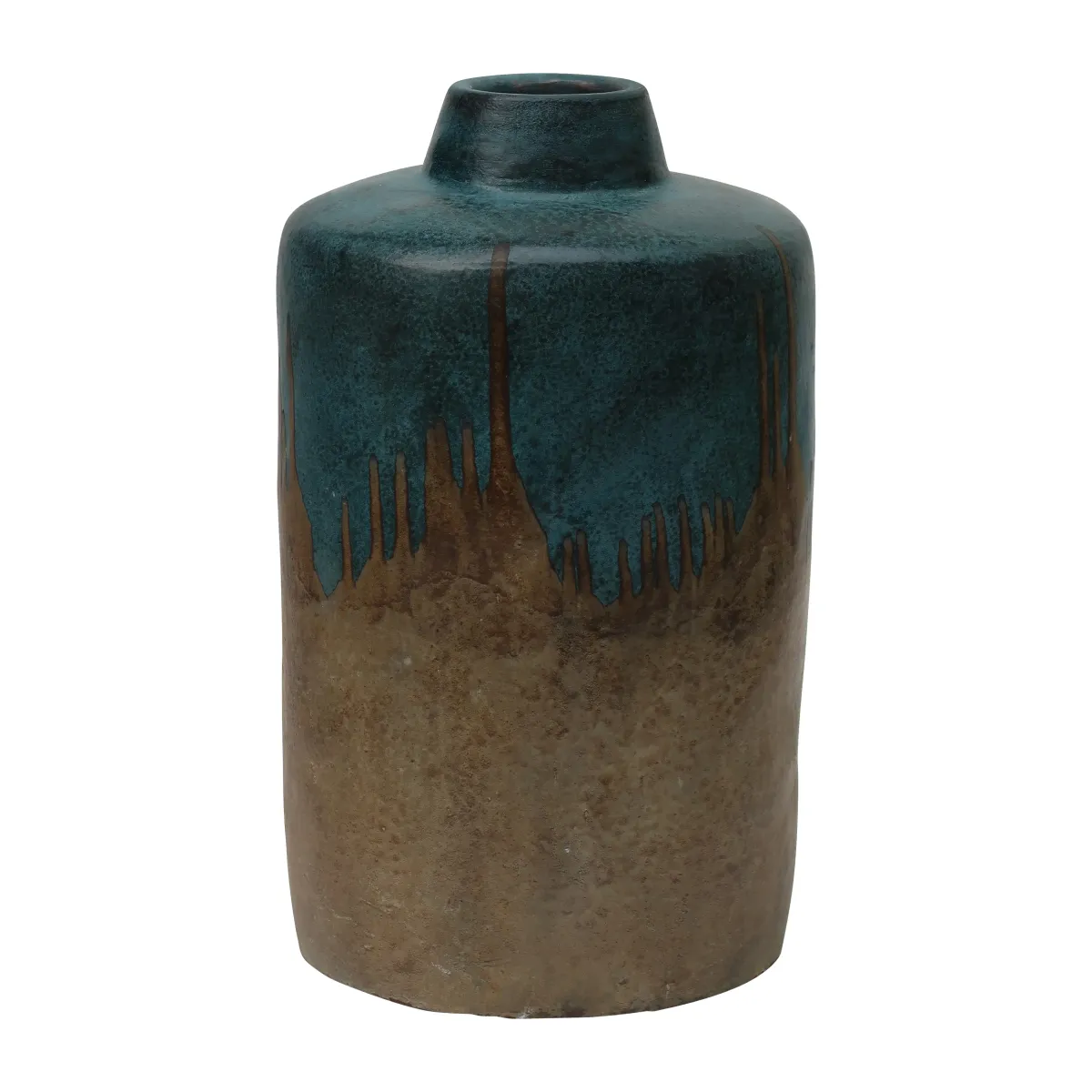 Terracotta, 14"h 2-tone Vase, Blue/ivory