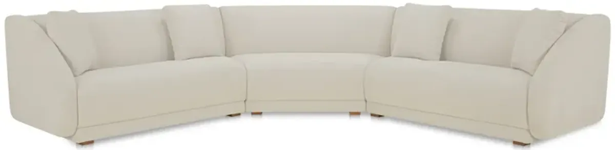 Fraser 3 Piece Modular Sectional with Wedge Slipper White