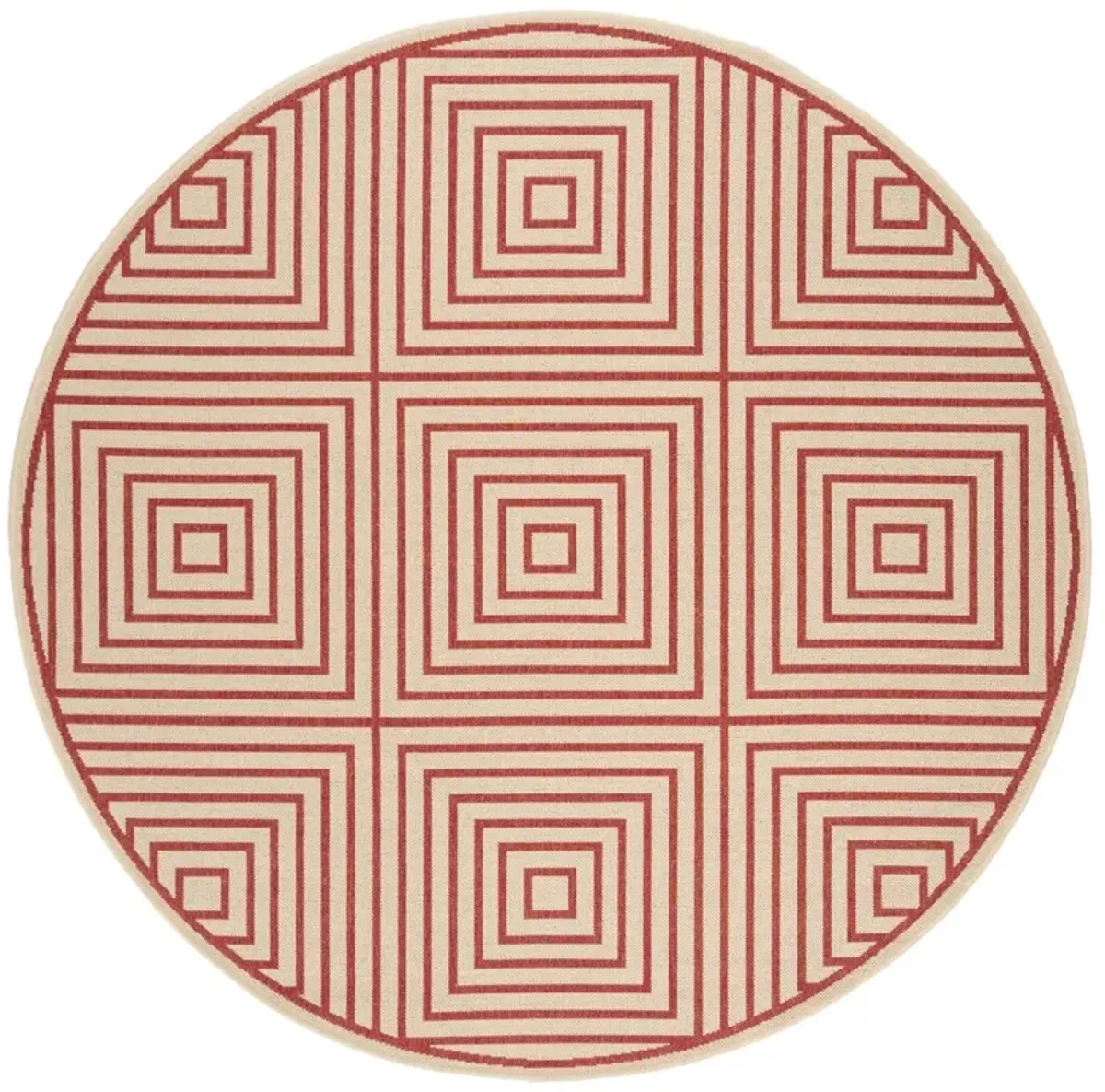 BEACH HOUSE 123 Red 6'-7' X 6'-7' Round Round Rug