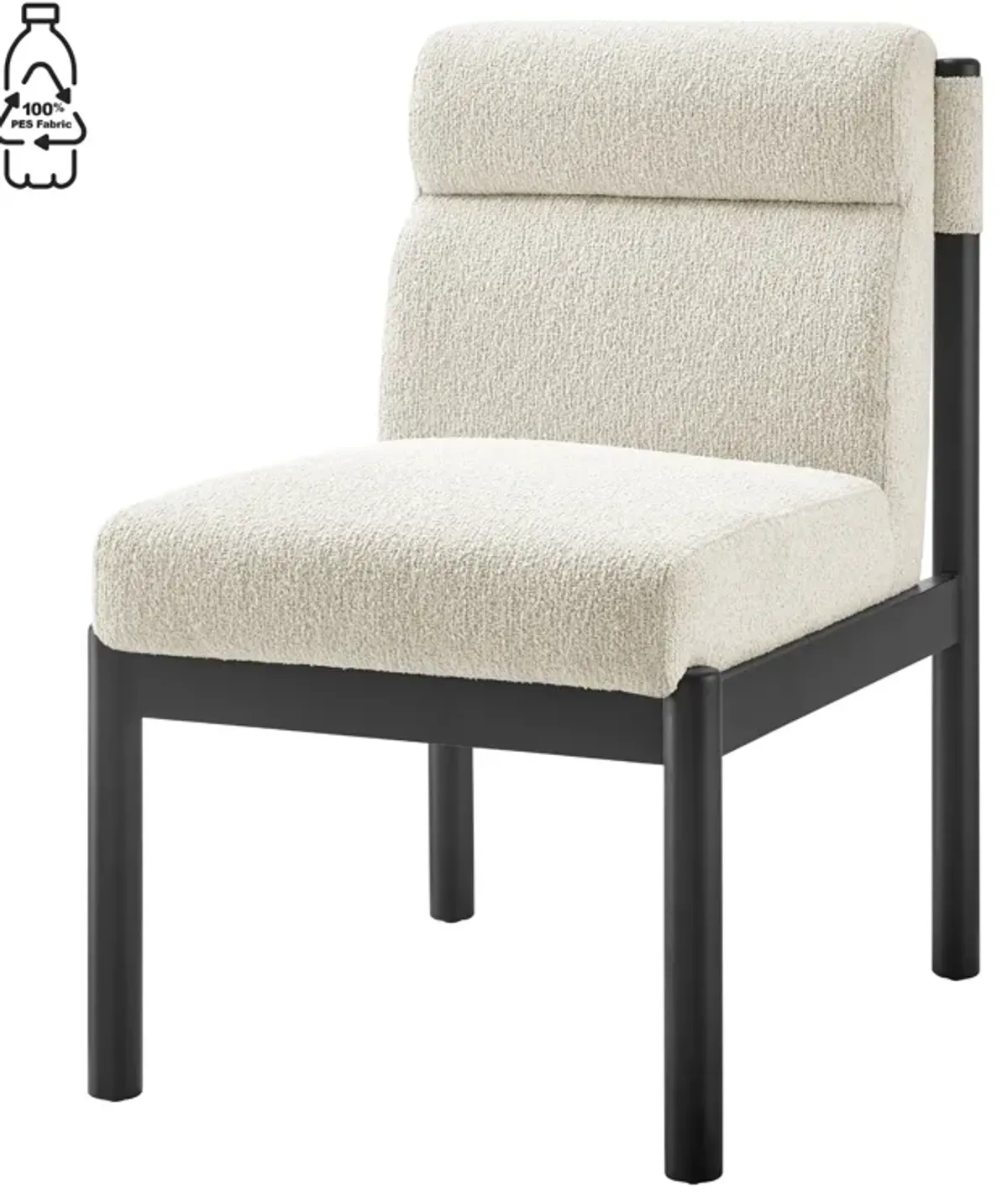 Micah Boucle Dining Side Chair Black Frame, Palladian Beige 
