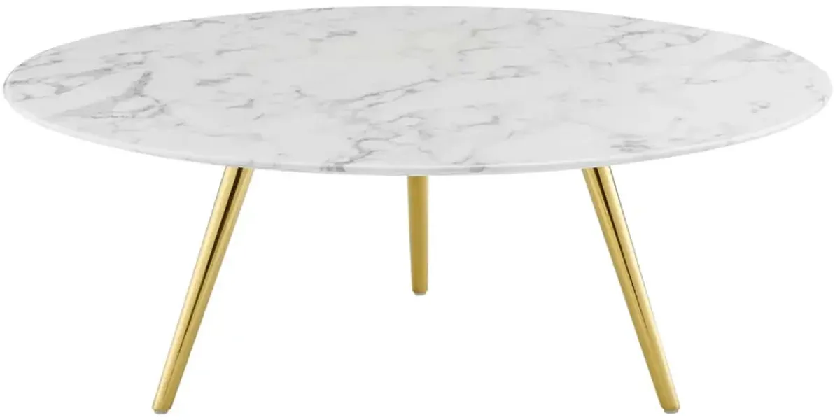 Lippa 40" Round Artificial Marble Coffee Table with Tripod Base