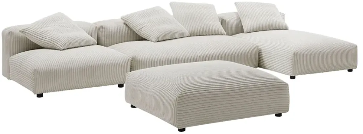 Solace 4-Piece Modular Corduroy Upholstered Sectional Sofa With Ottoman by Modway