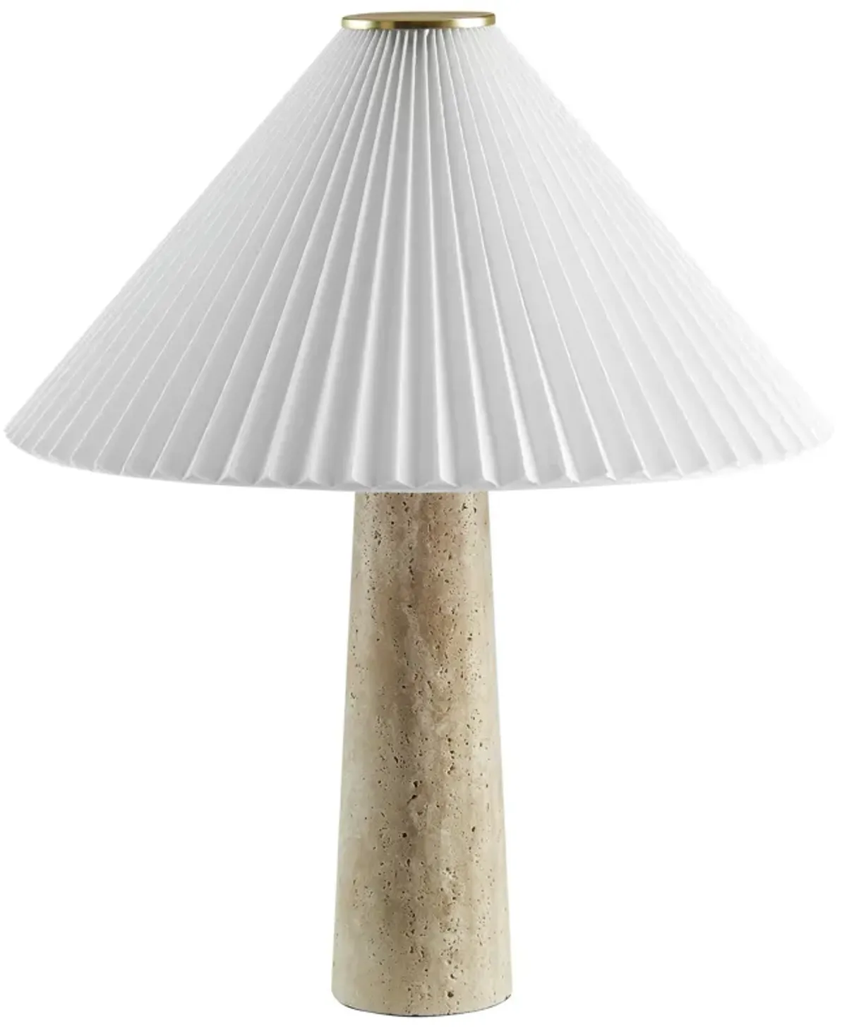 Cove Travertine Table Lamp With Pleated Shade