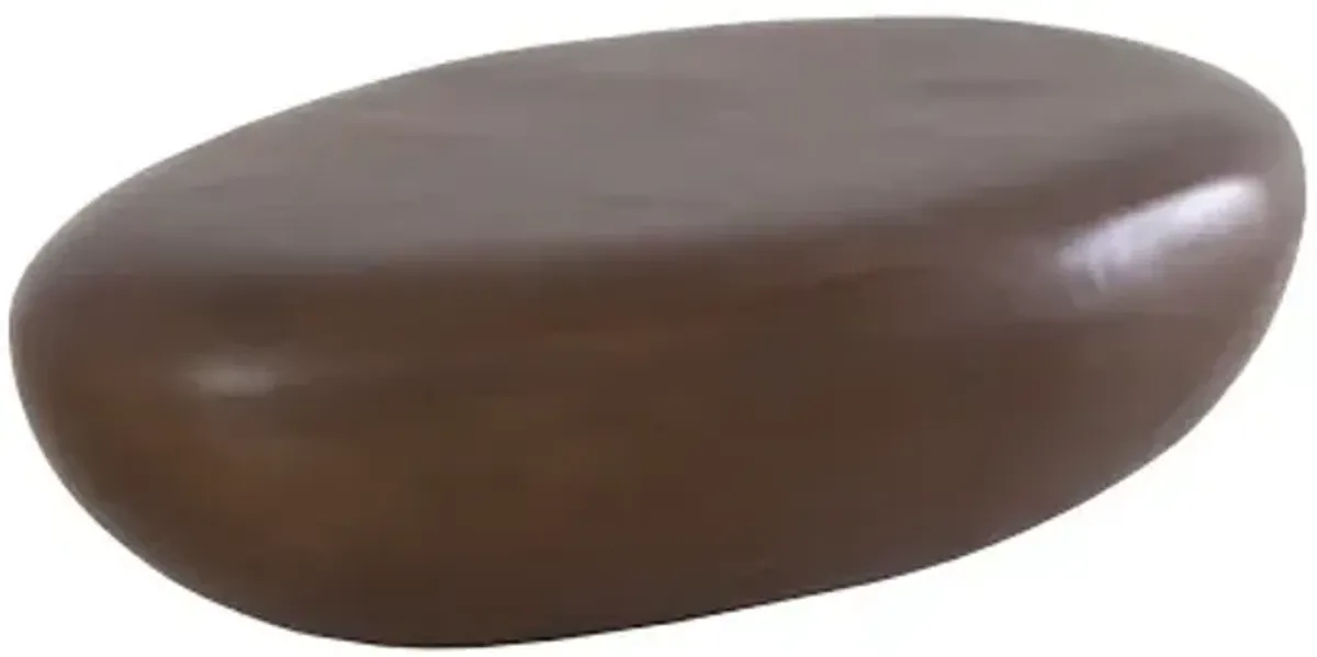 river stone coffee table, large, resin, bronze finish