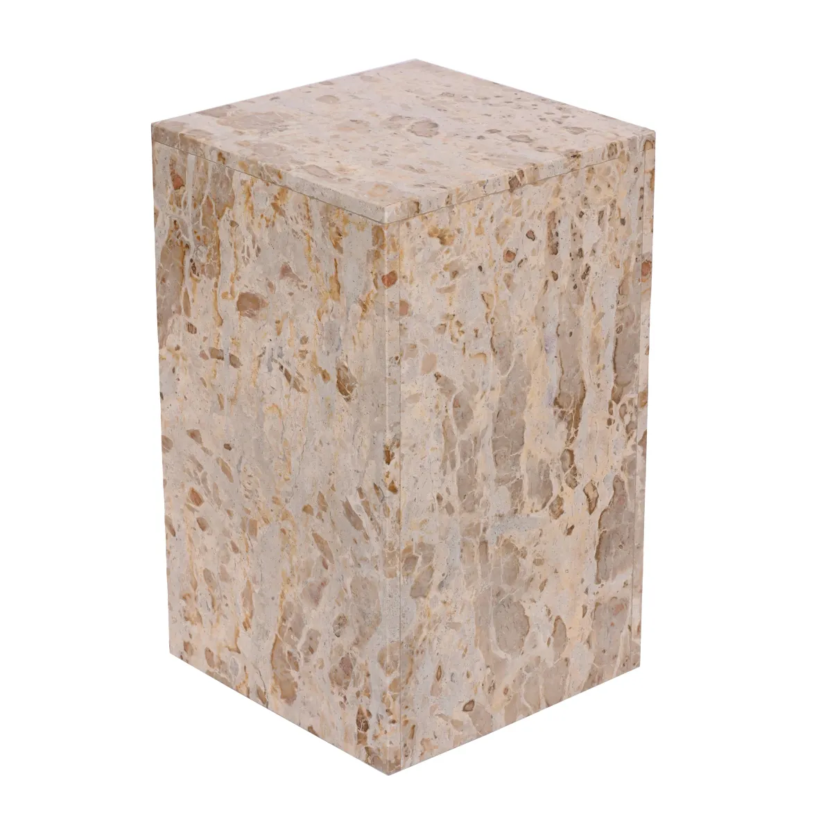 20x12" Marble Pedestal Accent Table, Light Leopard