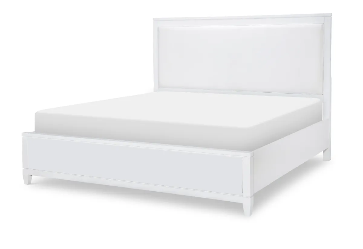Summerland White Complete Upholstered Bed King 66 White Finish