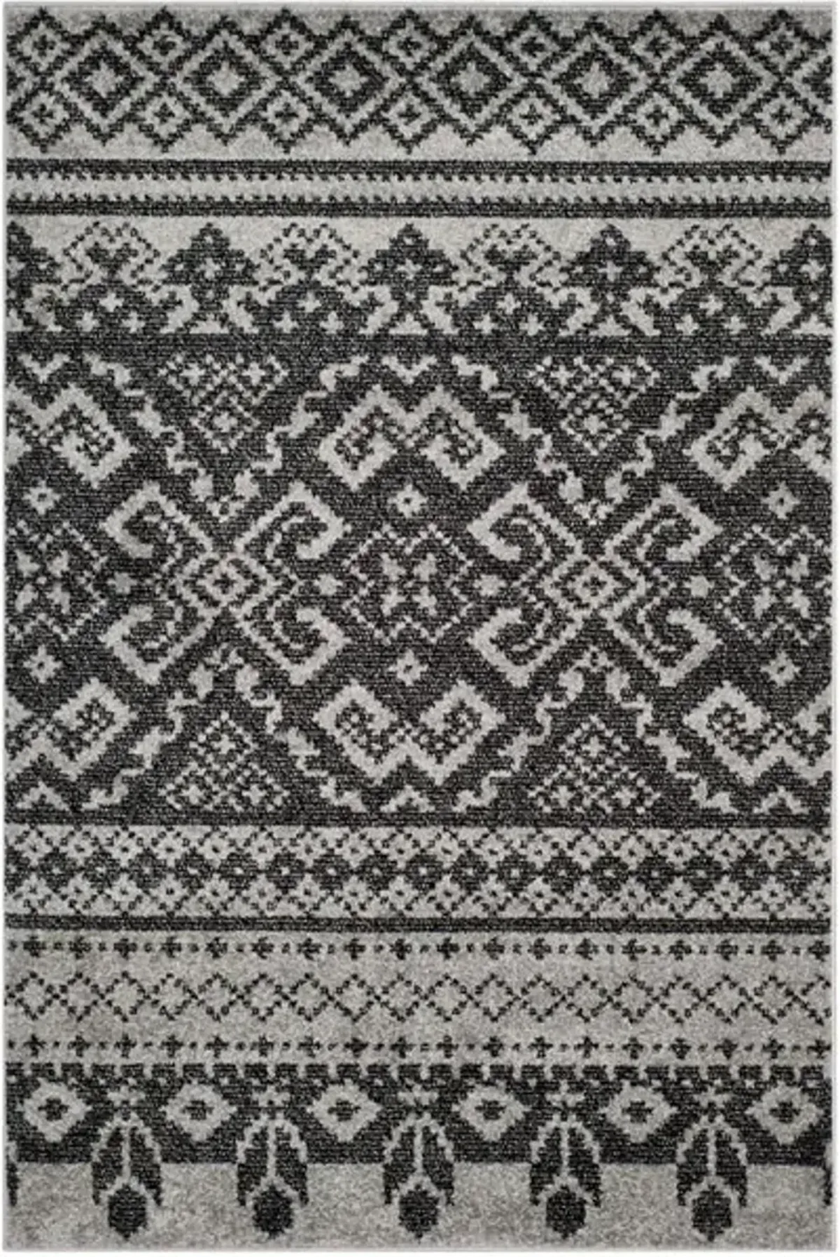 Adirondack Contemporary Silver / Black 2'-6" X 22' Powerloomed Rug
