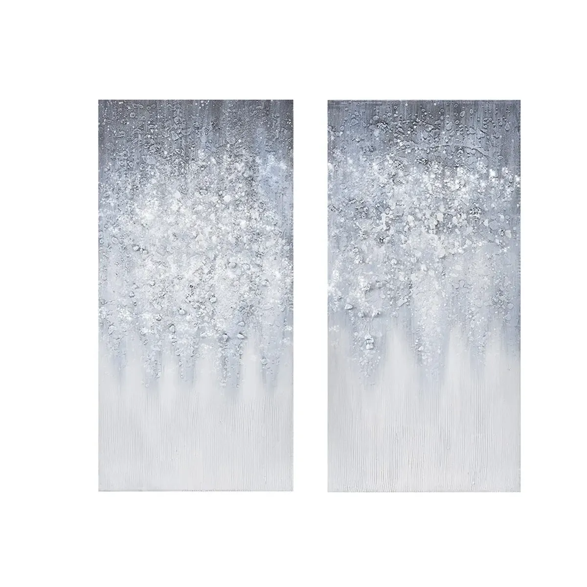 Madison Park Winter Glaze Blue/White Heavily Embellished 2-piece Canvas Wall Art Set