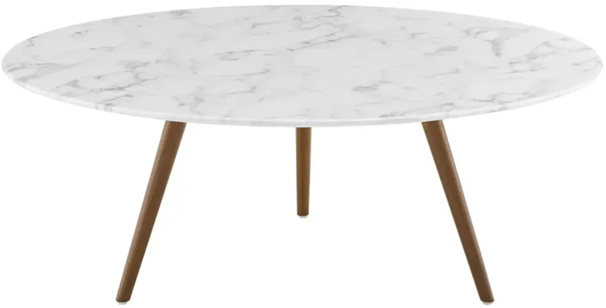 Lippa 40" Round Artificial Marble Coffee Table with Tripod Base