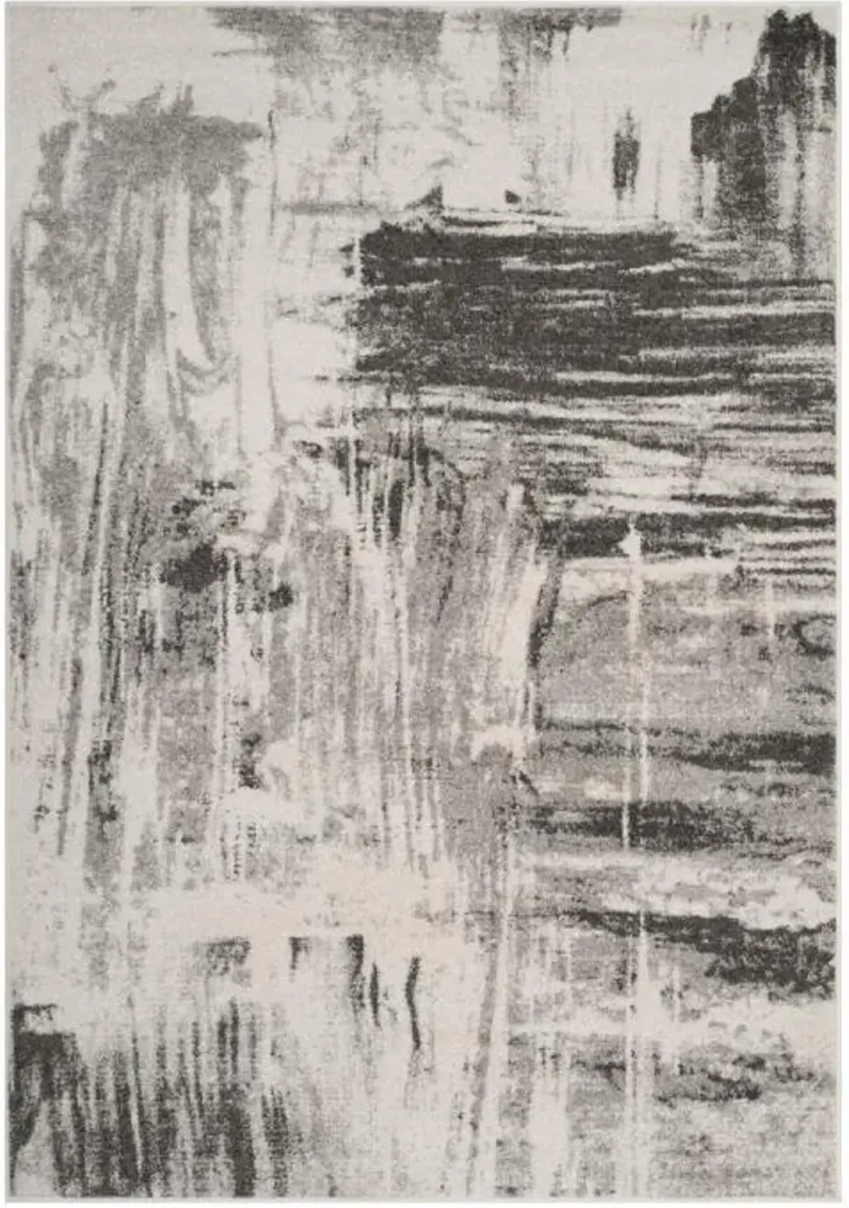 Adirondack Contemporary Ivory / Grey 2'-6" X 8' Powerloomed Rug