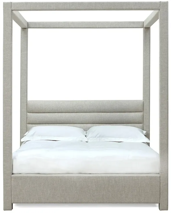Rockford California King-Size Upholstered Canopy Bed In Turtle Dove Linen