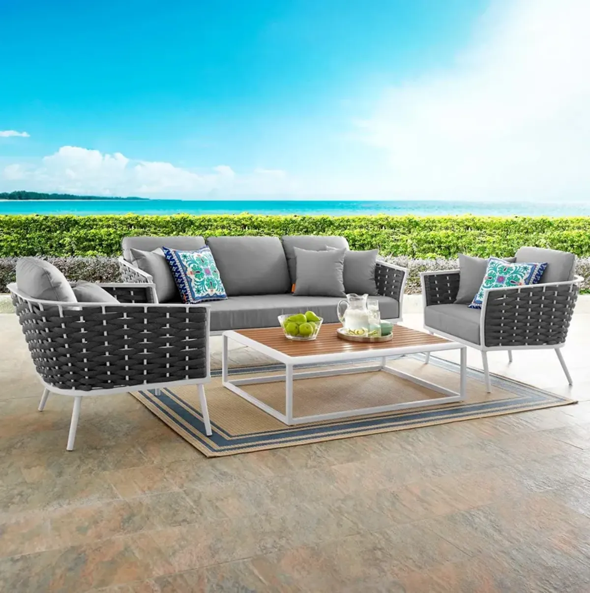 Stance 4 Piece Outdoor Patio Sectional Sofa Set