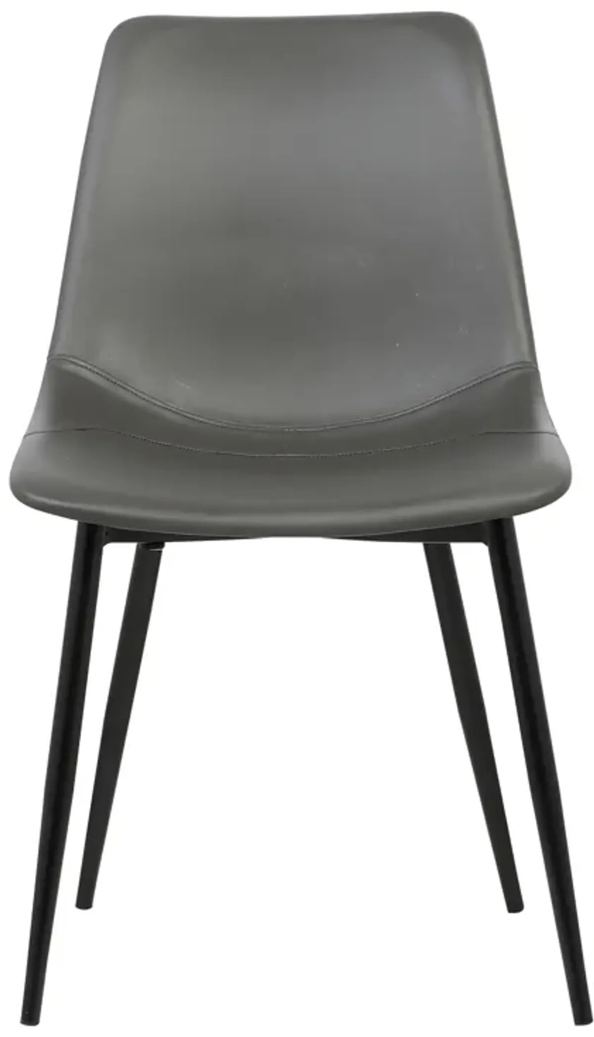 Monte Contemporary Dining Chair In Gray Faux Leather With Black Powder Coated Metal Legs