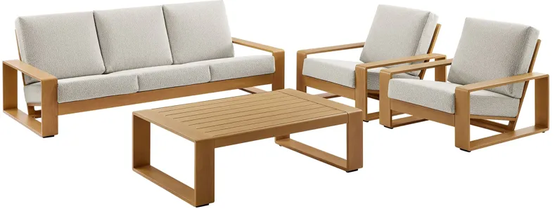 Lirienne 4-Piece Outdoor Patio Aluminum Faux Wood Furniture Set