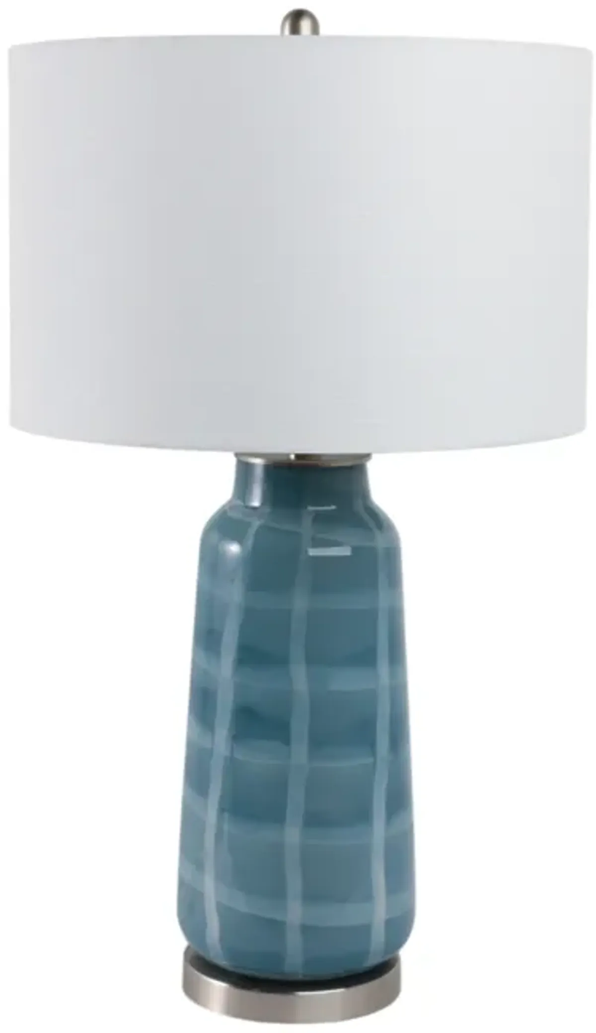 29x17" Checkered Glass Table Lamp, Blue
