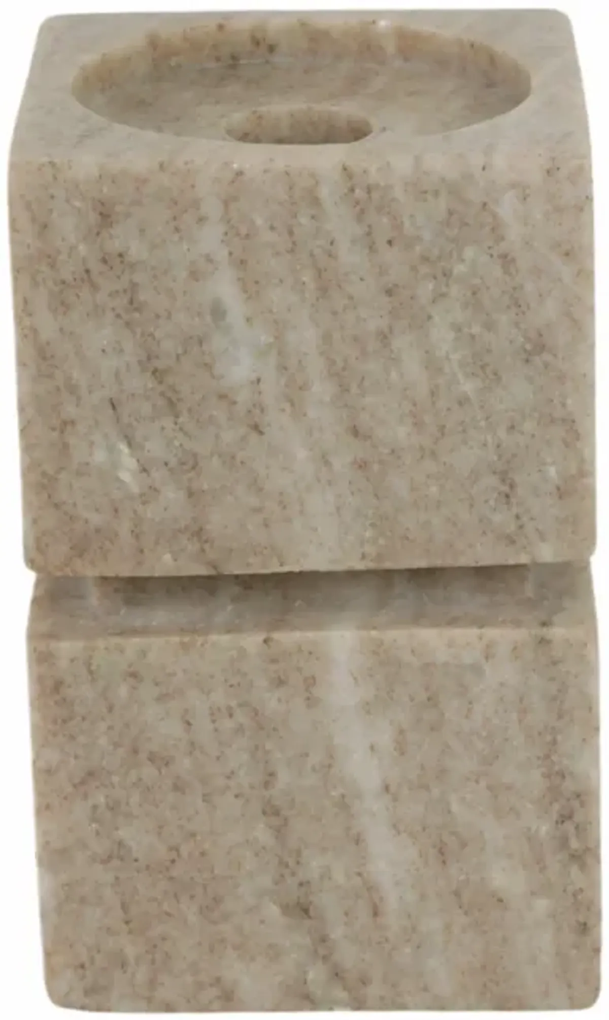 6" Onyx Marble Stacked Cubes Pillar Candleholder,