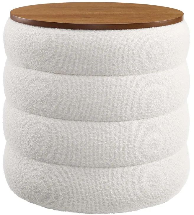 Mezzo Round Boucle Fabric Storage Ottoman by Modway