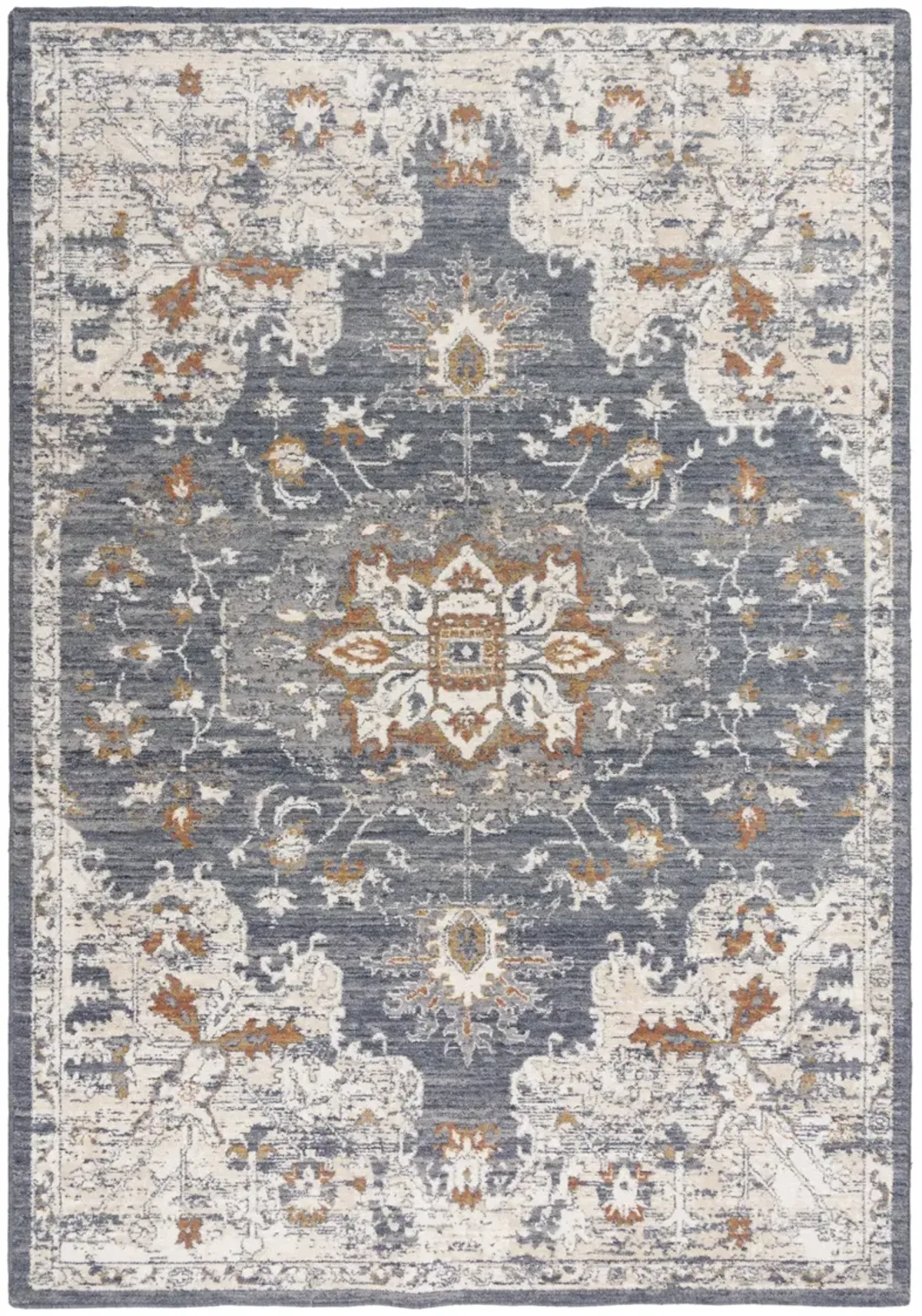 Ventura Blue Medallion Washed Wool 5' x 8' Rectangle Rug