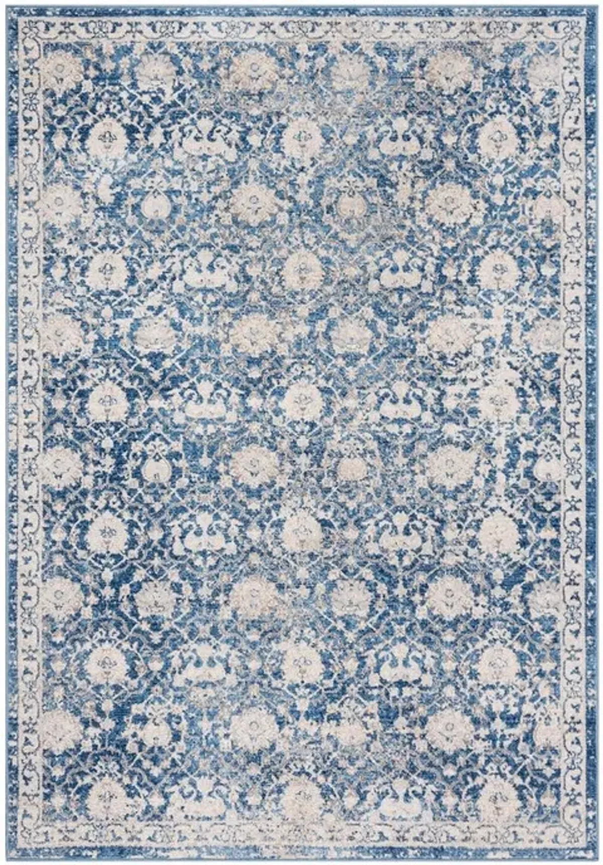 Brentwood 896 Navy / Creme 4' X 6' Small Rectangle Powerloomed Rug