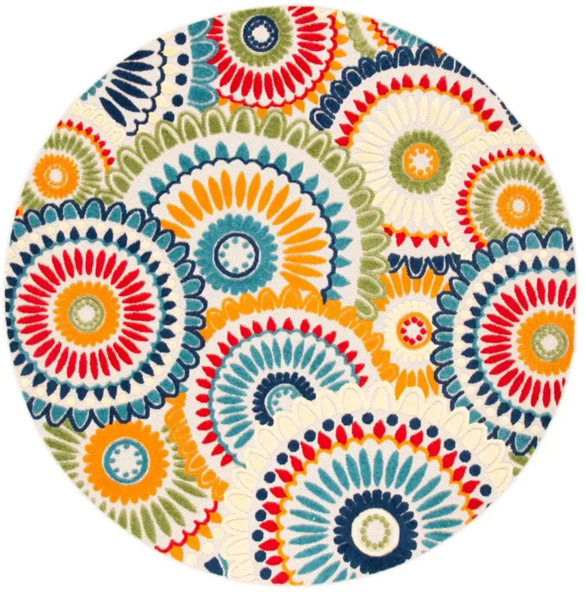 CABANA 382 BLUE  4' x 4' Round Round Rug