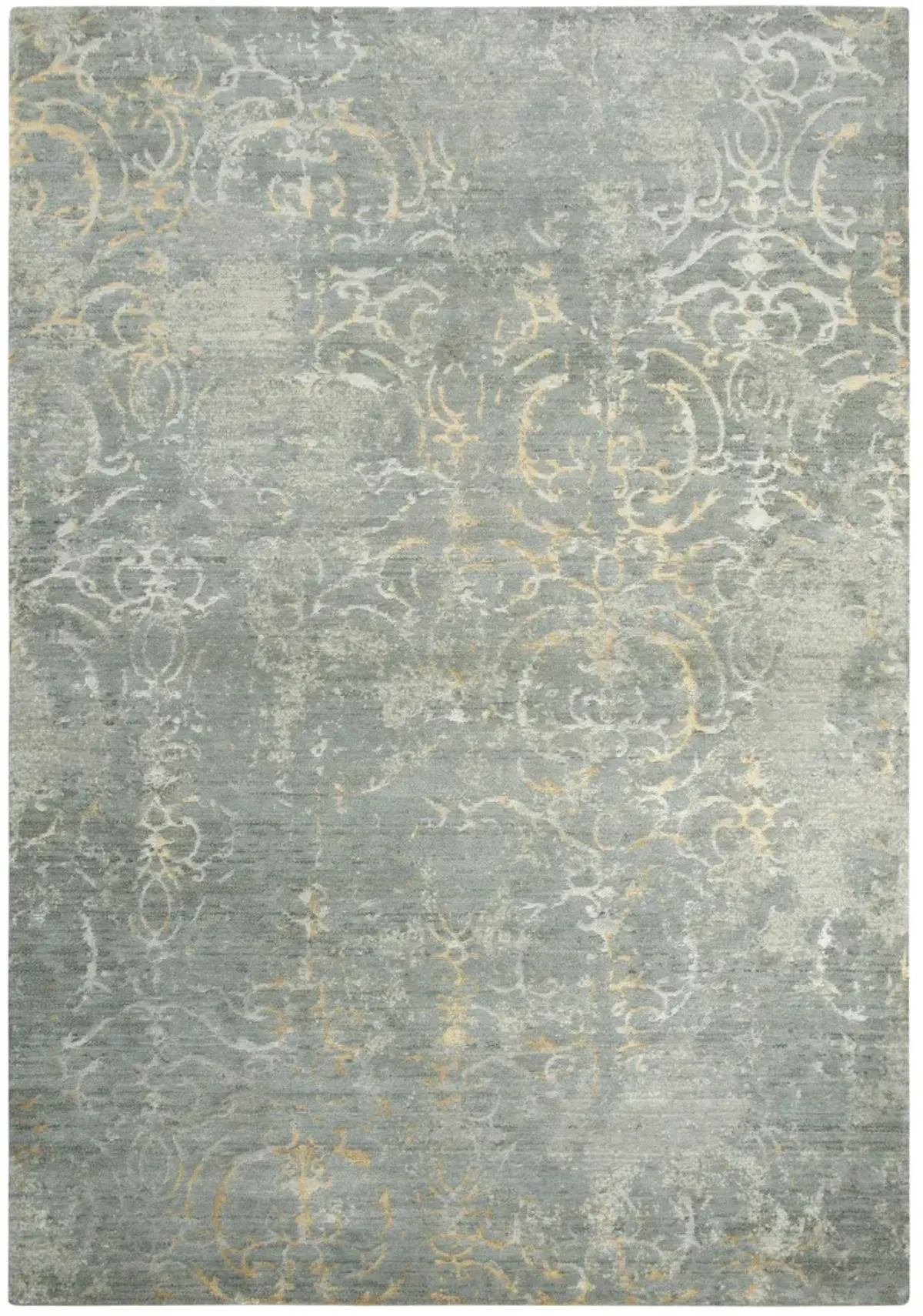 Impressions Gray Scroll NZ Wool/Tencel Blend 5' X 8' Rectangle Rug